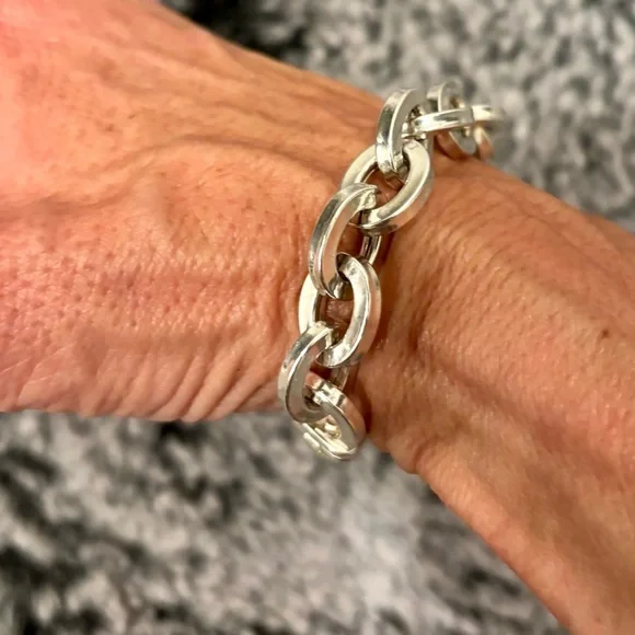 Sterling Silver Chunky Chain Link Bracelet - Picture 5 of 6